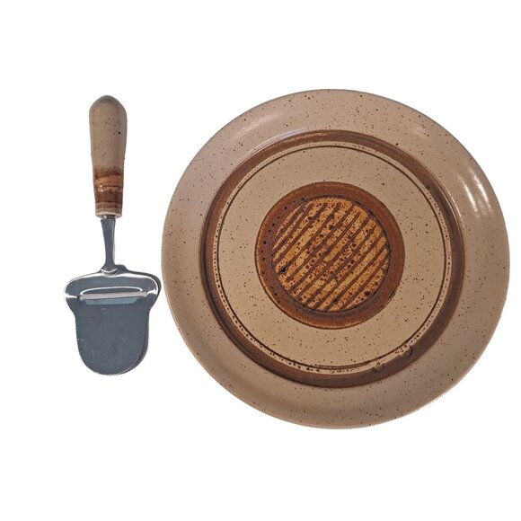 Michael Atkins Studio Pottery Cheese Plate And Matching Slicer Charcuterie - Picture 2 of 6